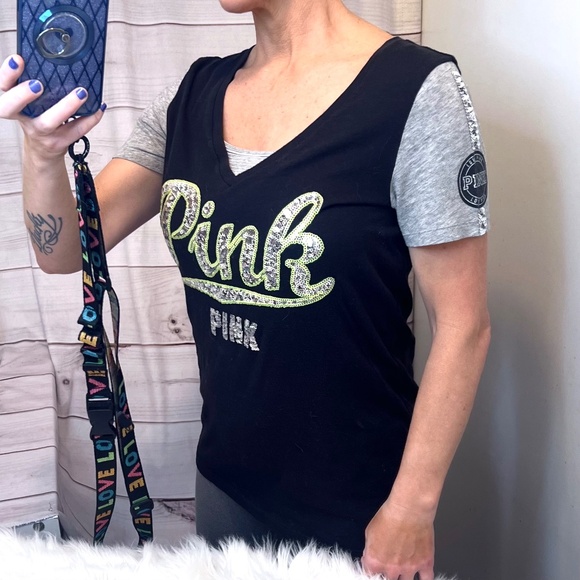 |•PINK•| Victoria's Secret PINK Sequin Logo Size Small - Picture 3 of 14